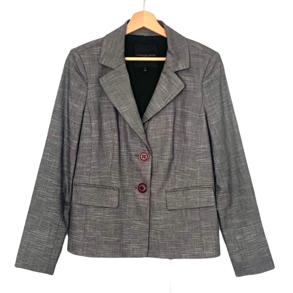 Classiques Entier Gray 2 Button Blazer Jacket Size 8 Career Office Church